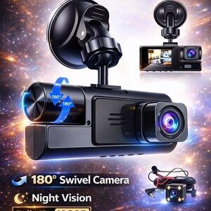 Black 180° Swivel Dash Camera with Night Vision